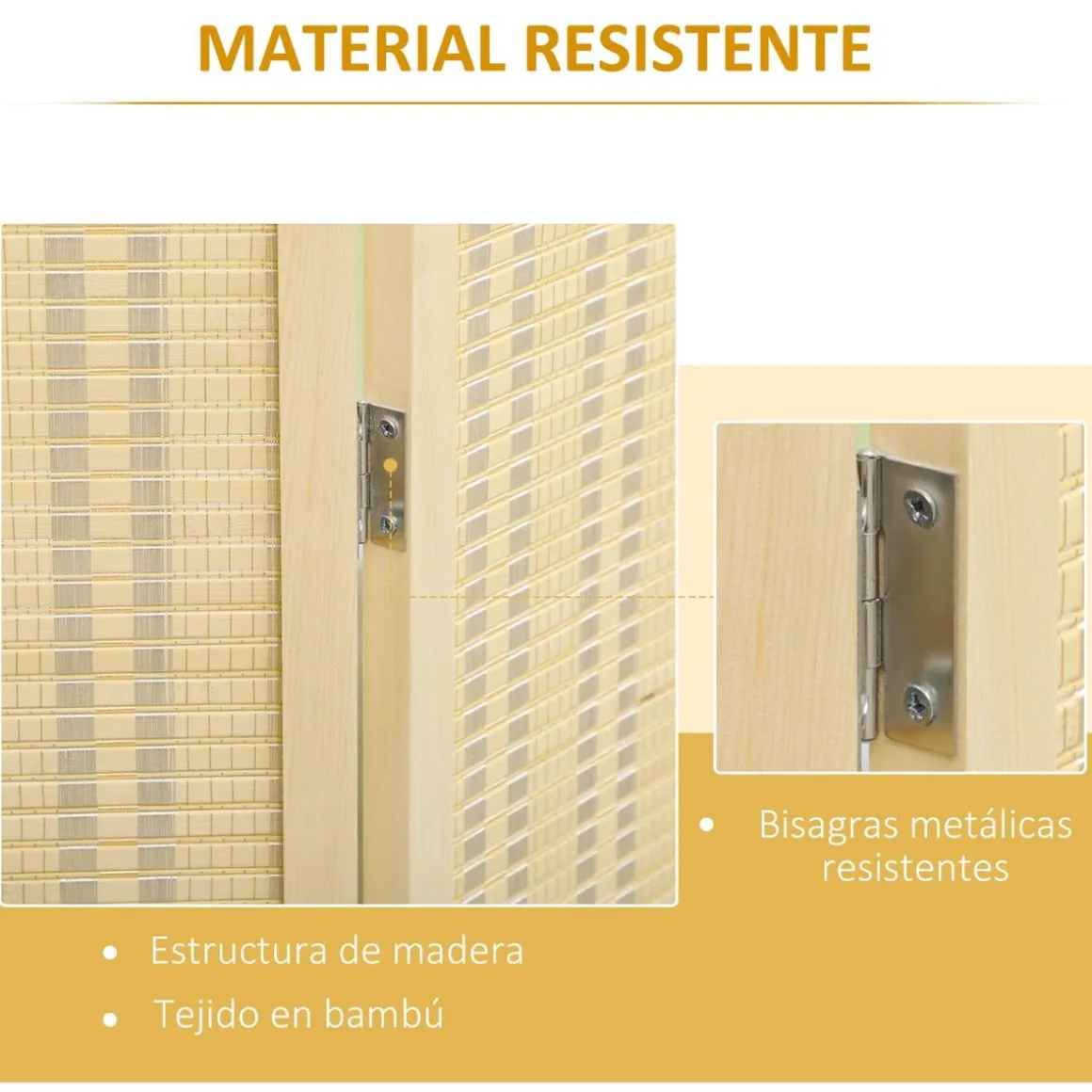 Homcom - Biombo de bambú 4 paneles