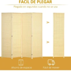 Homcom - Biombo de bambú 4 paneles
