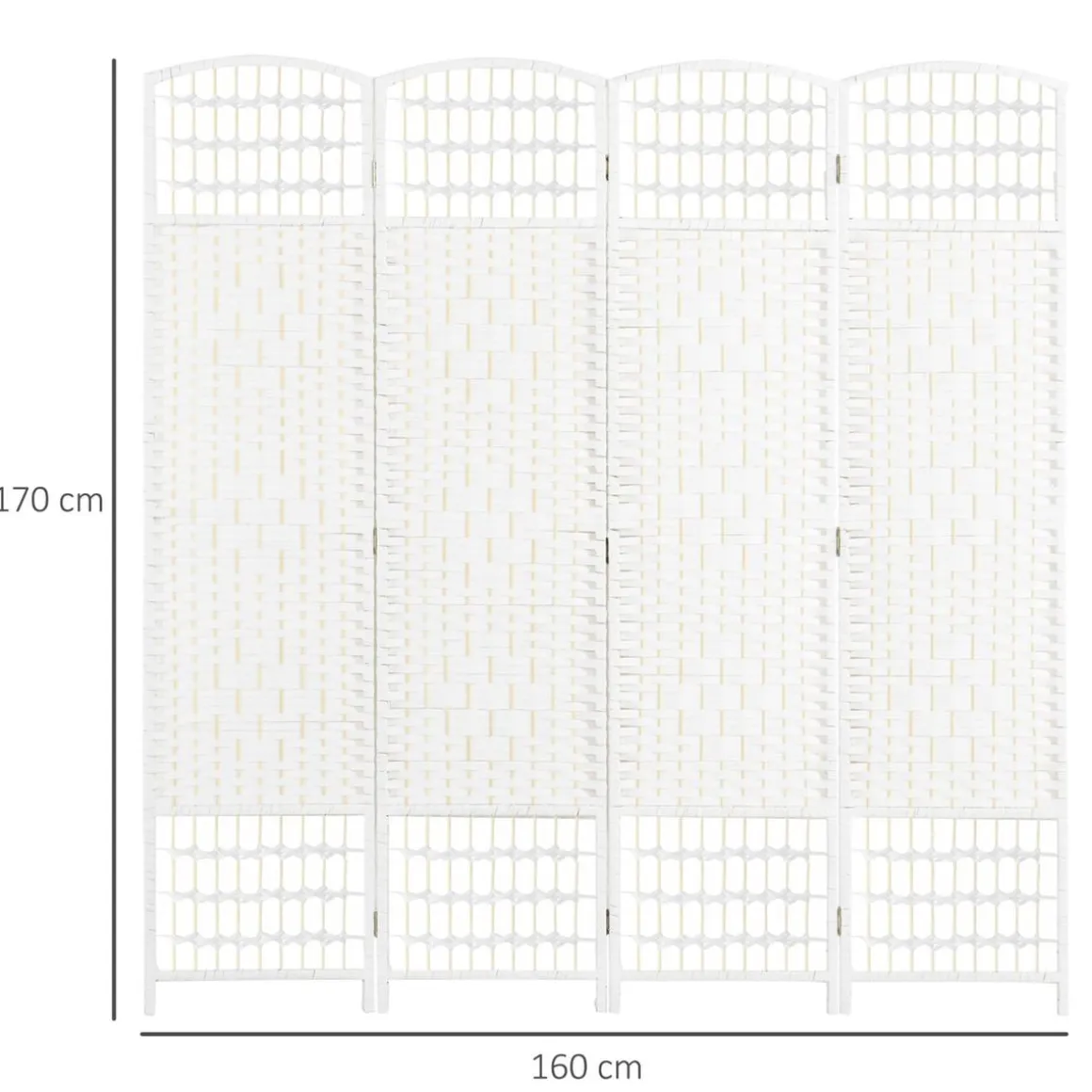 Homcom - Biombo de cuerda de papel 4 paneles