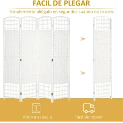 Homcom - Biombo de cuerda de papel 4 paneles
