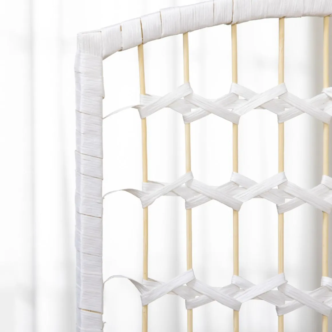 Homcom - Biombo de cuerda de papel 4 paneles