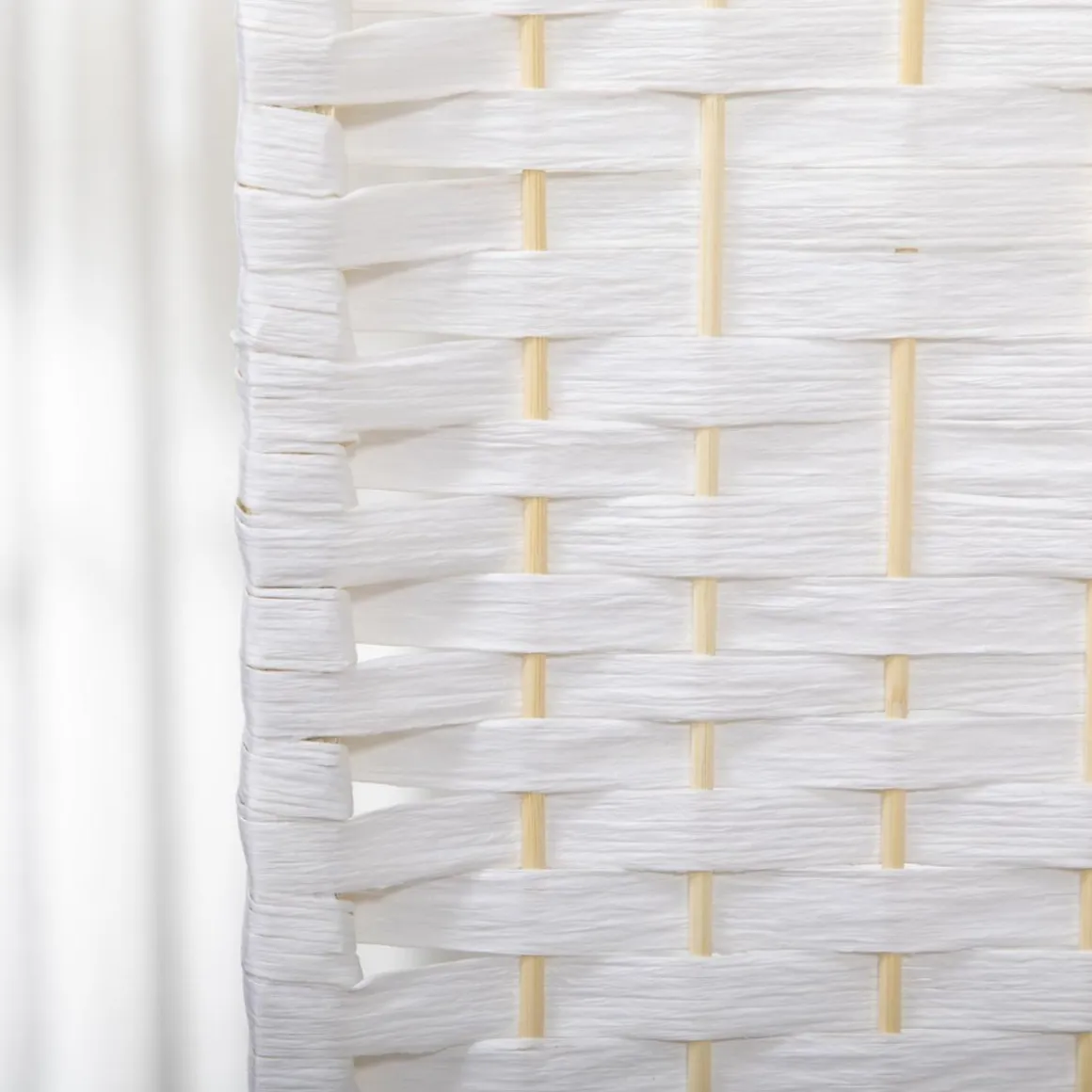 Homcom - Biombo de cuerda de papel 4 paneles