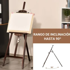 Homcom - Caballete de madera con trípode Marrón