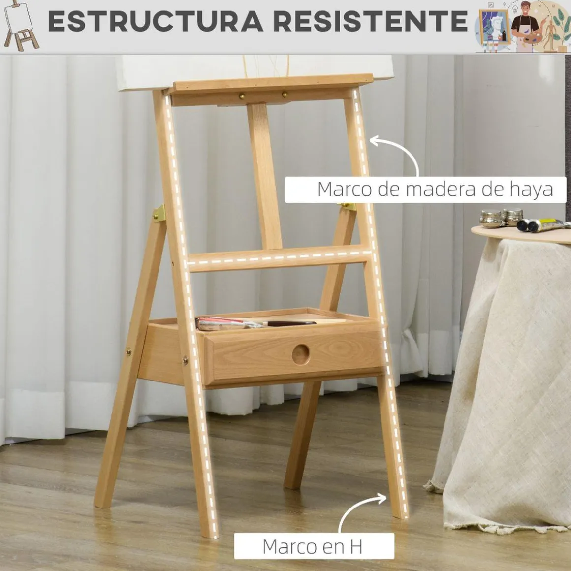 Homcom - Caballete de pintura