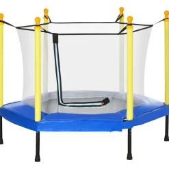 Homcom - Cama elástica con red de seguridad azul