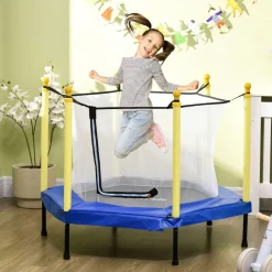 Homcom - Cama elástica con red de seguridad azul