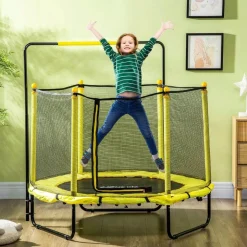 Homcom - Cama elástica con red de seguridad Ø110 cm amarillo