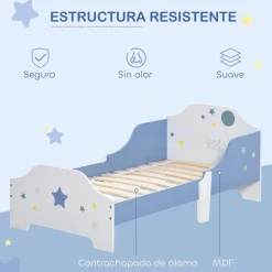 Homcom - Cama infantil estrellas Azul/Blanco