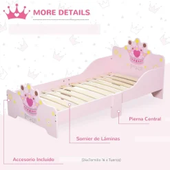 Homcom - Cama infantil Madera Rosa