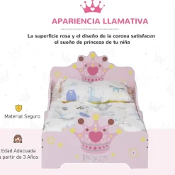 Homcom - Cama infantil Madera Rosa