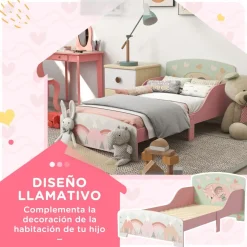 Homcom - Cama infantil Montañas Rosa