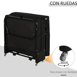 Homcom - Cama plegable con cabecera ajustable Negro