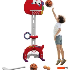 Homcom - Canasta de baloncesto infantil Rojo