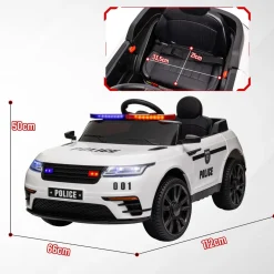 Homcom - Coche de policía eléctrico Blanco