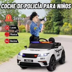 Homcom - Coche de policía eléctrico Blanco