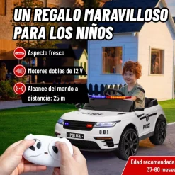 Homcom - Coche de policía eléctrico Blanco