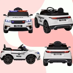 Homcom - Coche de policía eléctrico Blanco