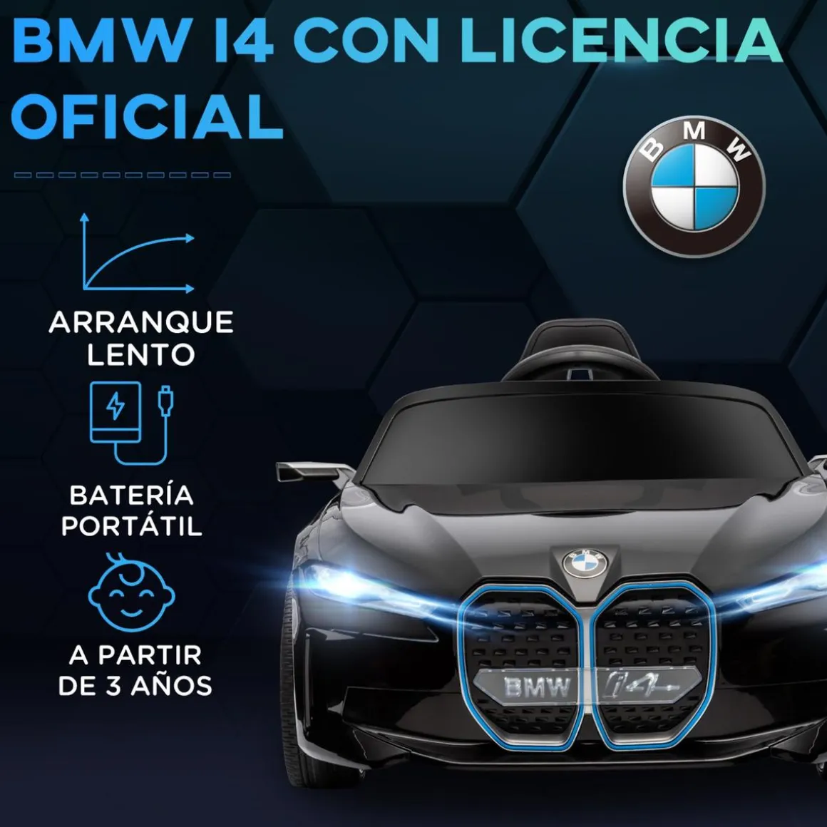 Homcom - Coche elécrico BMW i4 Negro