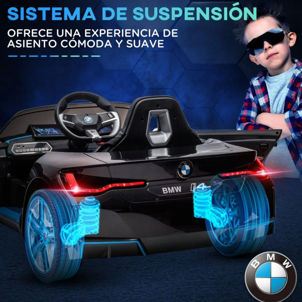 Homcom - Coche elécrico BMW i4 Negro