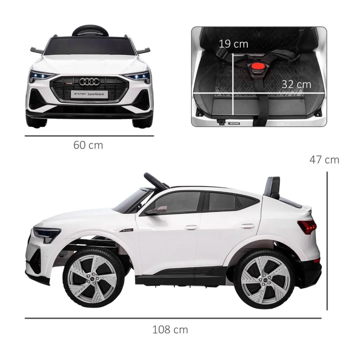 Homcom - Coche eléctrico Audi e-tron 12V blanco