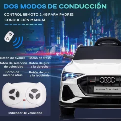 Homcom - Coche eléctrico Audi e-tron 12V blanco