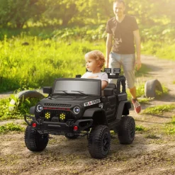Homcom - Coche eléctrico batería 12 V con mando a distancia Negro