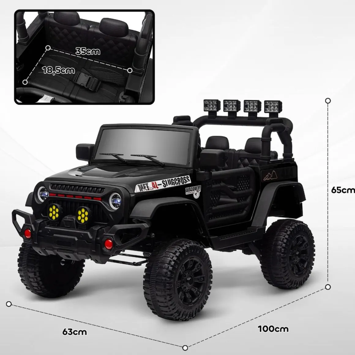Homcom - Coche eléctrico batería 12 V con mando a distancia Negro