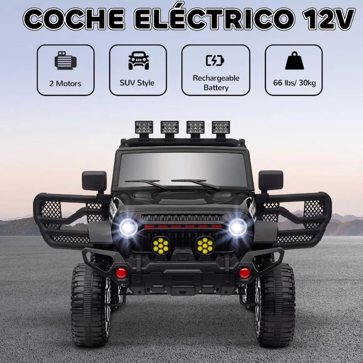 Homcom - Coche eléctrico batería 12 V con mando a distancia Negro