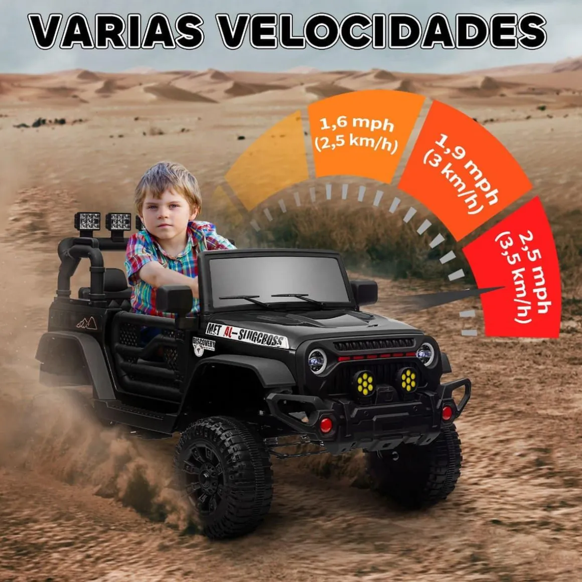 Homcom - Coche eléctrico batería 12 V con mando a distancia Negro