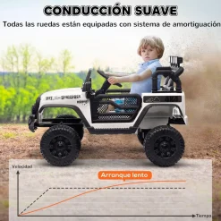 Homcom - Coche eléctrico batería 12 V con mando a distancia Blanco