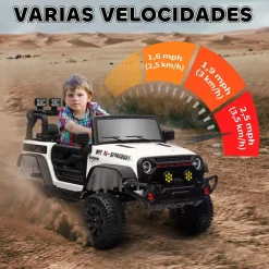 Homcom - Coche eléctrico batería 12 V con mando a distancia Blanco