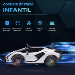 Homcom - Coche eléctrico Lamborghini blanco