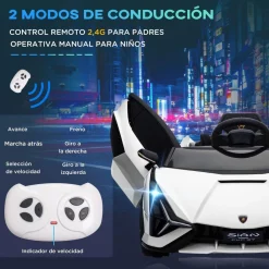 Homcom - Coche eléctrico Lamborghini blanco