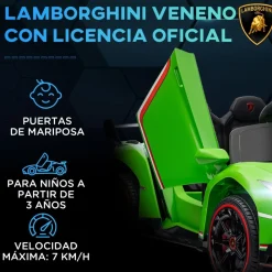 Homcom - Coche Eléctrico Lamborghini Veneno Verde