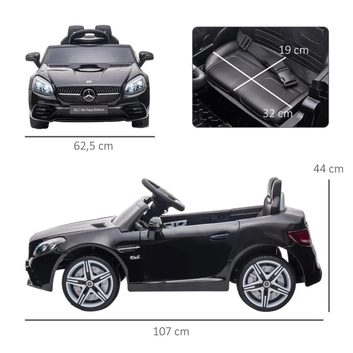 Homcom - Coche eléctrico Mercedes SLC 300 Negro con mando