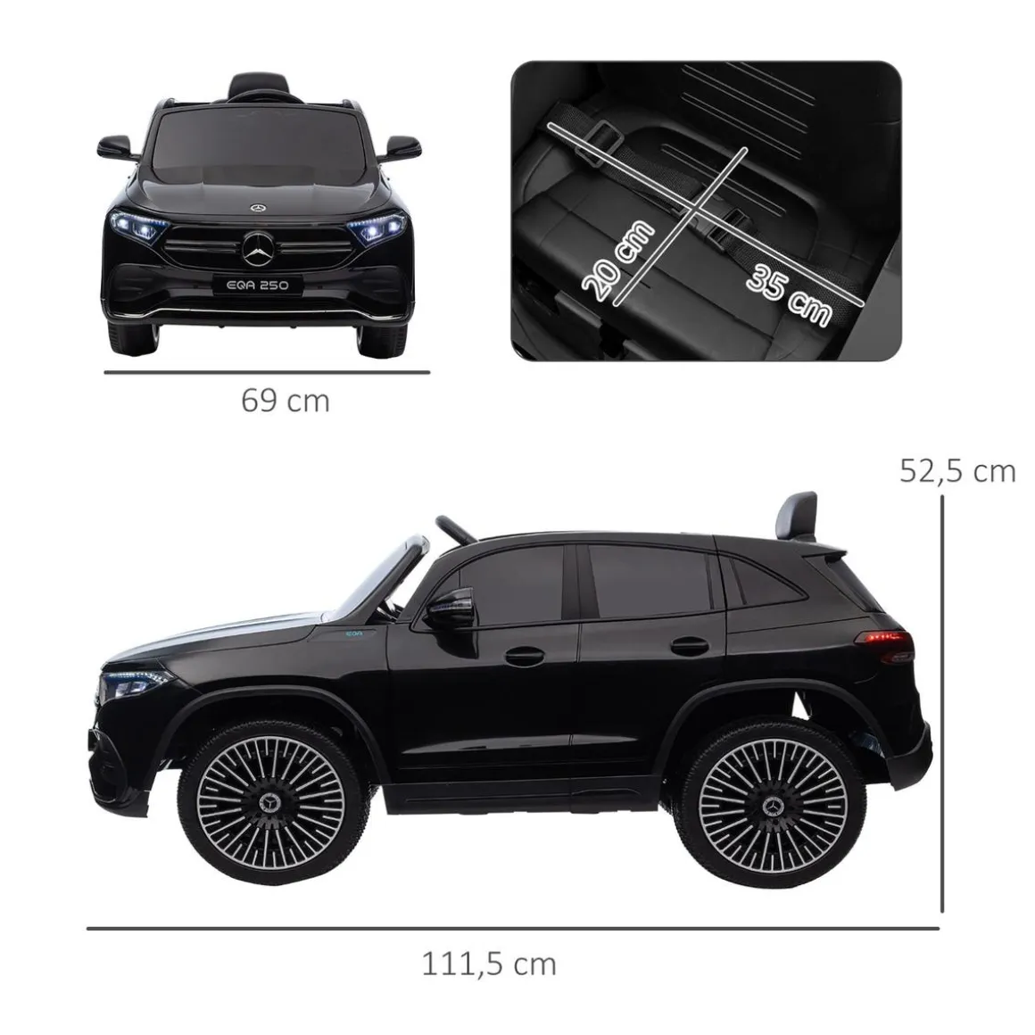 Homcom - Coche Eléctrico Mercedes-Benz EQA Negro