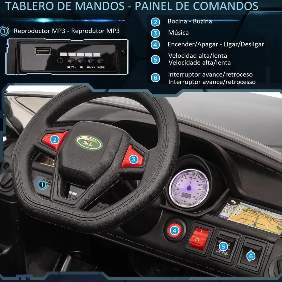Homcom - Coche eléctrico SUV negro