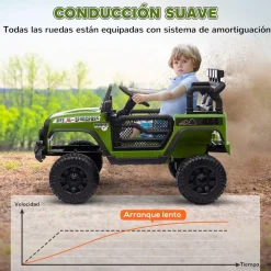 Homcom - Coche eléctrico Verde con mando