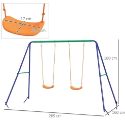 Homcom - Columpio infantil doble asiento