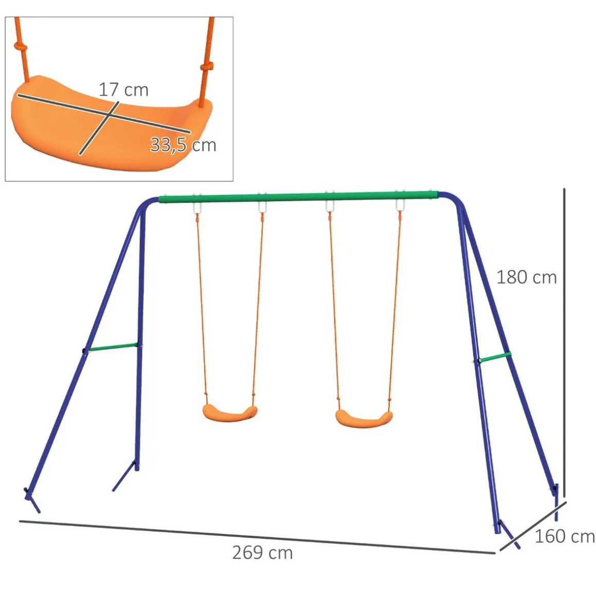 Homcom - Columpio infantil doble asiento