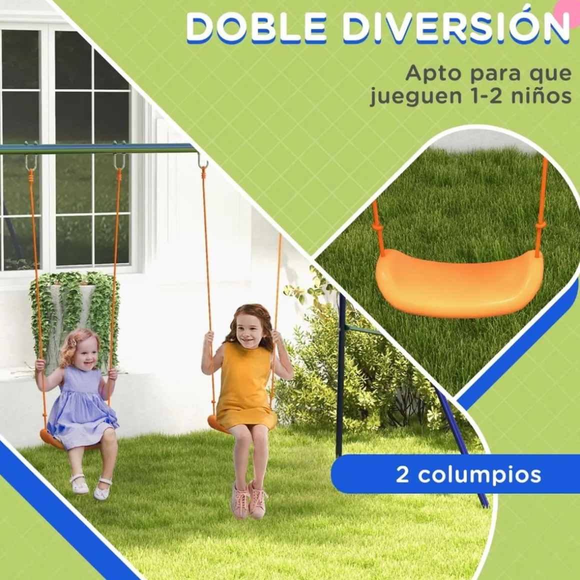 Homcom - Columpio infantil doble asiento