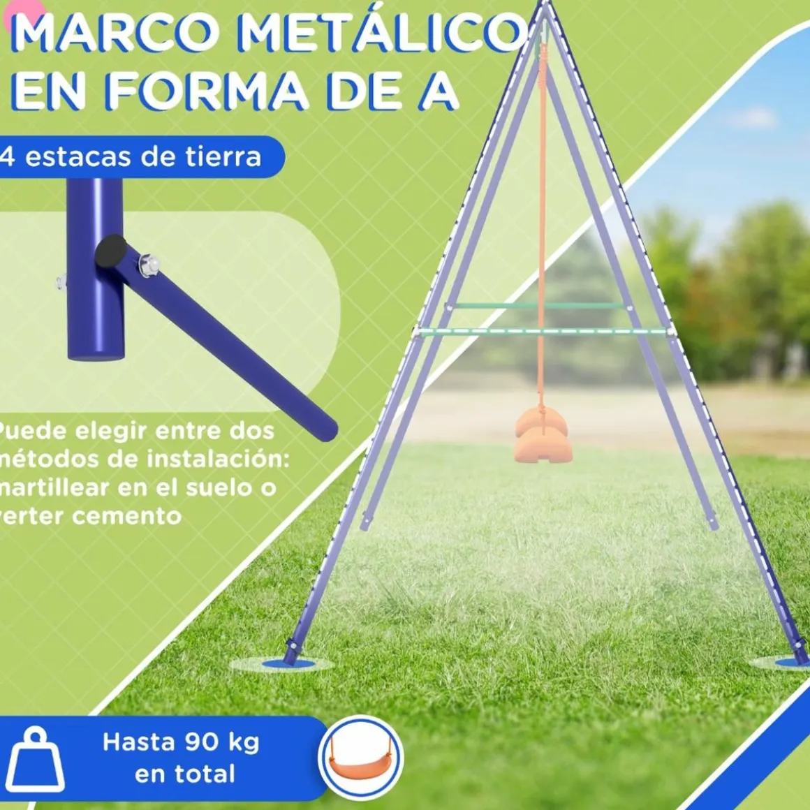 Homcom - Columpio infantil doble asiento