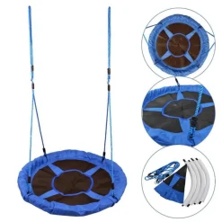 Homcom - Columpio Nido Infantil Azul y Negro HomCom