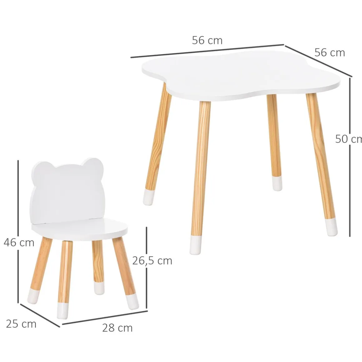 Homcom - Conjunto Mesa + 2 Sillas infantiles Madera