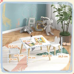 Homcom - Conjunto Mesa + 2 sillas Madera