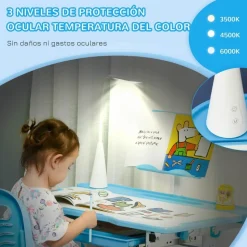 Homcom - Conjunto Pupitre reclinable + Silla Azul