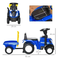 Homcom - Correpasillos Tractor con remolque y herramientas Azul