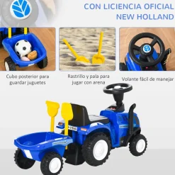 Homcom - Correpasillos Tractor con remolque y herramientas Azul