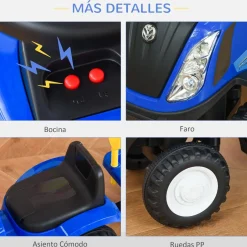 Homcom - Correpasillos Tractor con remolque y herramientas Azul
