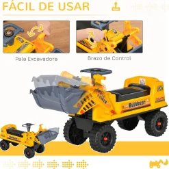 Homcom - Correpasillos Tractor Bulldozer Amarillo